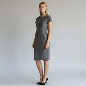LOFT Gray Charcoal Sheath Dress Size 10 Business Casual Short Sleeve Work